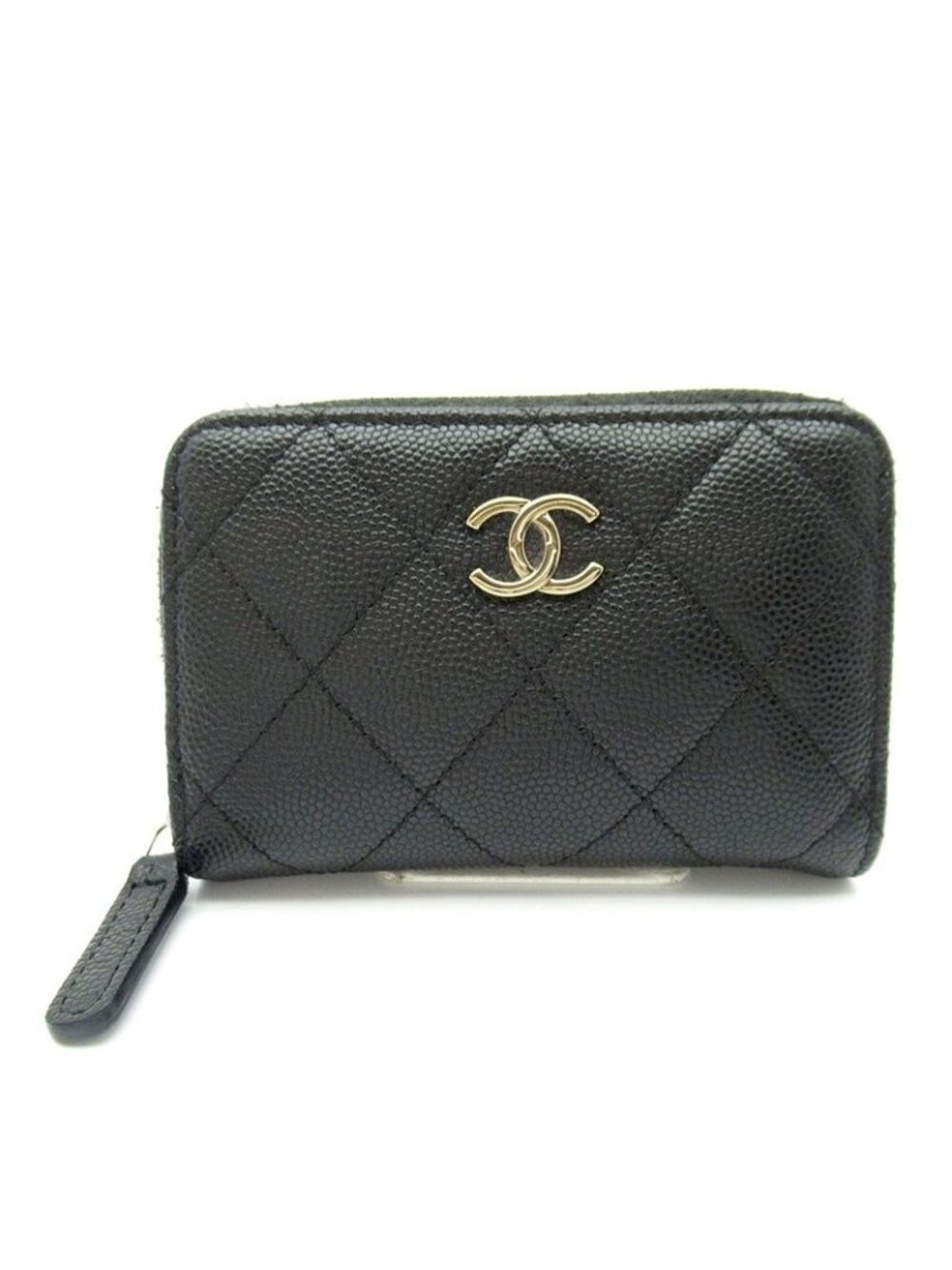Chanel CC Logo Coin Purse Caviar Leather Black